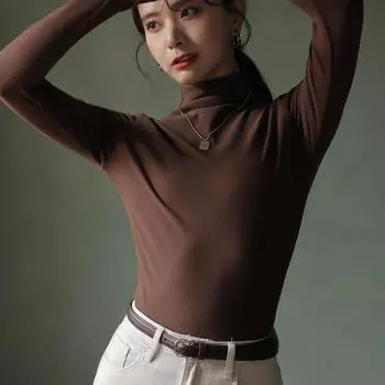 Женская рубашка из немецкого бархата и бархатной основы с высоким воротом, осенне-зимняя, облегающая, однотонная, черная, с длинными рукавами S