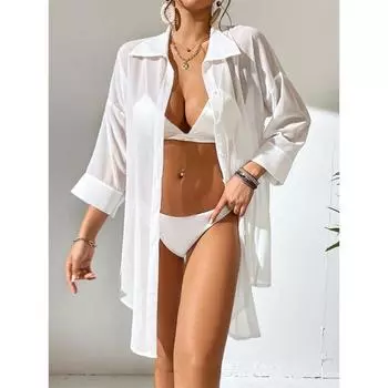 Женская рубашка из шифона ПОЛО Ветер Повседневная длинная рубашка S белый