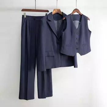 Женская рубашка из трех частей с лацканами и длинными рукавами, брюки с высокой талией и завязками, комплект большого размера, модные костюмы S темно-серого