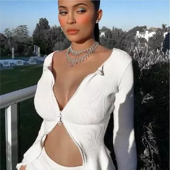 Женская рубашка-кардиган на молнии однотонного цвета на лето и осень S чёрный