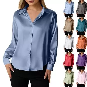 Женская рубашка-кардиган с длинными рукавами и V-образным вырезом XL