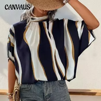 Женская рубашка, летняя блузка с принтом, рубашка с нерегулярными рукавами «летучая мышь»