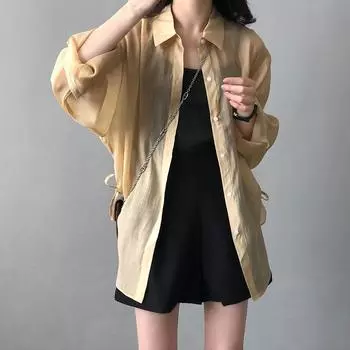 Женская рубашка, летняя легкая свободная одежда для защиты от солнца M белый