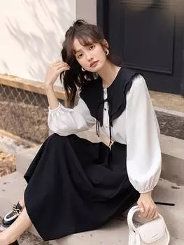 Женская рубашка Mishow Chanelstyle с воротником «Питер Пэн», нежная двухслойная рубашка с принтом, весна-осень, стильная женская одежда со складками Versatitle MXB32X0319