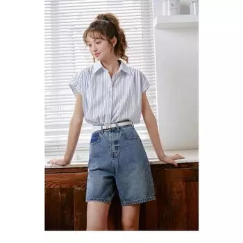 Женская рубашка Mishow, новинка лета 2023, синяя полоска, элегантная свободная одежда с рукавами «летучая мышь» во французском стиле, топы MXC39C0078 S