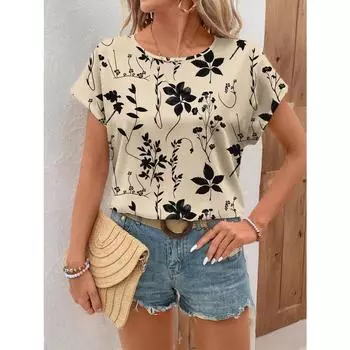 Женская рубашка мода элегантный повседневный принт 25 весна лето рубашка льняная смесь дата кофе выходные бранч курорт эссенция 2XS