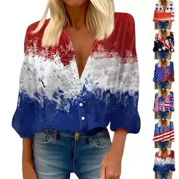 Женская рубашка на пуговицах, повседневная независимый дневной принт, модная укороченная рубашка с круглым вырезом и длиной до плеч L чёрный