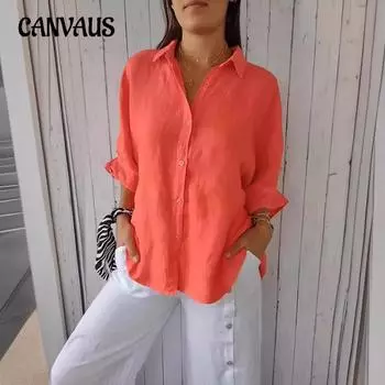 Женская рубашка однотонная, свободная рубашка с завязкой сзади, стильный дизайн