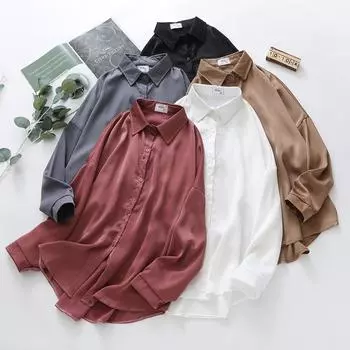 Женская рубашка, осенняя блузка с длинным рукавом в стиле ретро, модные офисные тонкие рубашки, женские топы M