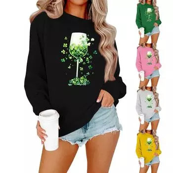 Женская рубашка повседневная с длинным рукавом праздничная ул.. Футболка с изображением шеи Патрика S зелёный