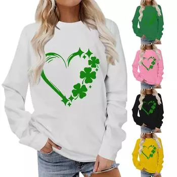 Женская рубашка повседневная с длинным рукавом праздничная ул.. Футболка с изображением шеи Патрика XXL зелёный