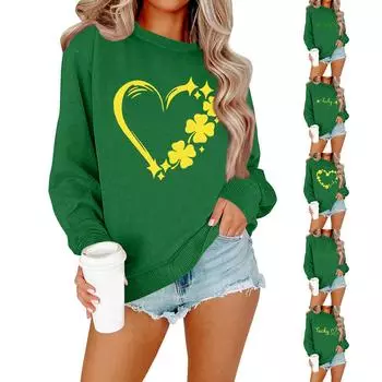 Женская рубашка повседневная с длинным рукавом праздничная ул.. Футболка с изображением шеи Патрика XL