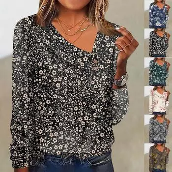 Женская рубашка, повседневная сексуальная модная плиссированная футболка с двойным горизонтальным воротником, воротник на пуговицах, модная одежда, топ с v-образным вырезом, футболка, пуловер, топ XL жёлтый