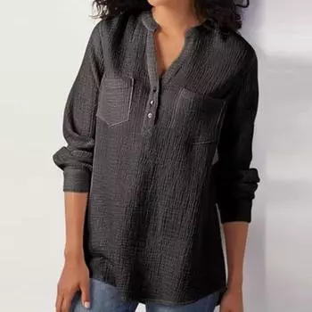 Женская рубашка, привлекательная супермягкая хлопковая льняная женская блузка на пуговицах, женские топы на осень 2XL синий