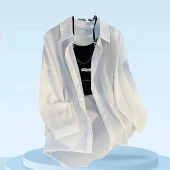 Женская рубашка, прозрачная летняя рубашка, свободная рубашка большого размера 4XL