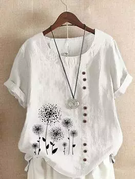 Женская рубашка-пуловер с принтом весна/лето 2024 года — свободный крой, большой размер 2XL жёлтый