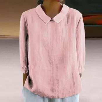 Женская рубашка, пуловер с рукавами куклы, топы, тонкий однотонный свободный воротник, 45355, повседневные рубашки, топы 2XL абрикосовый