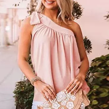 Женская рубашка с бантом и открытыми плечами, летние сексуальные повседневные свободные блузки без рукавов, женские асимметричные топы, модные рубашки 25040 S орион