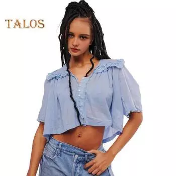 Женская рубашка с большим лацканом, кружевной отделкой, рубашка с коротким рукавом, однотонная, свободного кроя, повседневная рубашка, повседневная одежда XS жёлтый