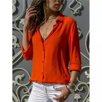 Женская рубашка с длинным рукавом и v-образным вырезом, легкая дышащая рубашка больших размеров 4XL