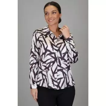 Женская рубашка с длинным рукавом из лайкры и атласа цвета экрю черного цвета с рисунком DK 1003