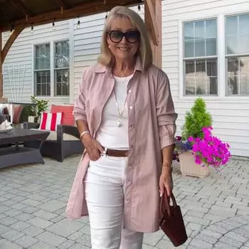 Женская рубашка с длинным рукавом, лацканами, пуговицами, планкой, однотонная, свободного кроя, рубашка средней длины, повседневная, для свиданий, вечеринок, офиса, уличная одежда S розовый