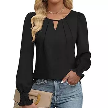 Женская рубашка с длинным рукавом, модная повседневная рубашка с замком, плиссированная, модная рубашка для женщин, блузки S белый