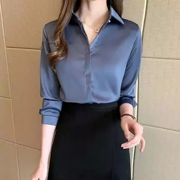 Женская рубашка с длинным рукавом, модная женская блузка, однотонный топ, женские рубашки и блузки, базовые женские топы, большие размеры XXXL белый