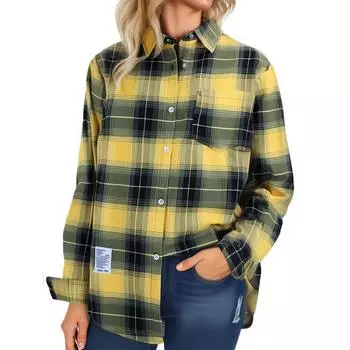 Женская рубашка с длинным рукавом на пуговицах, куртка с карманом XL