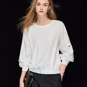 Женская рубашка с длинным рукавом весна-осень блузка мода сращивание французский шик рабочая одежда топы M белый
