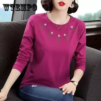 Женская рубашка с длинными рукавами, рубашка с принтом гирлянды, повседневный свободный пуловер, хлопковая футболка, летняя футболка XXL белый