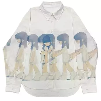 Женская рубашка с длинными рукавами в стиле ретро с принтом мультфильмов в стиле Харадзюку для улицы и Европы и Америки S