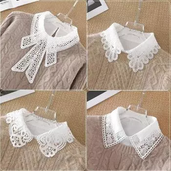 Женская рубашка с искусственным воротником, женская рубашка с искусственным воротником для женщин, черная женская съемная рубашка с кружевным лацканом, искусственный галстук