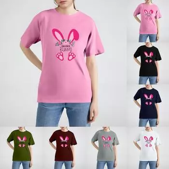 Женская рубашка с коротким рукавом и принтом в виде Пасхи, свободный топ S