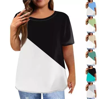 Женская рубашка с коротким рукавом, круглый вырез, футболка больших размеров, повседневные топы с принтом