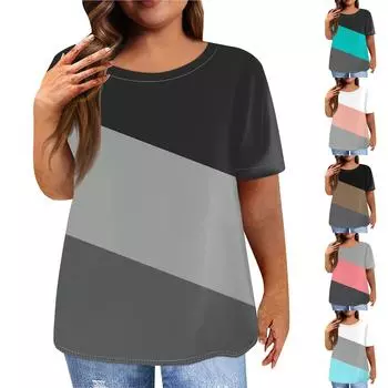 Женская рубашка с коротким рукавом, круглый вырез, футболка больших размеров, повседневные топы с принтом XXL