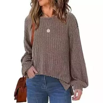 Женская рубашка с круглым вырезом, длинными рукавами, свободным поясом, модная рубашка с боковыми разрезами, блузки и рубашки S абрикосовый