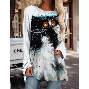 Женская рубашка с круглым вырезом и длинным рукавом на осень-зиму, повседневные топы с длинным рукавом, пуловеры, элегантные офисные женские свободные футболки, джемперы S