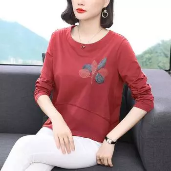 Женская рубашка с круглым вырезом и длинным рукавом, удобная, свободная, с длинным рукавом 4XL