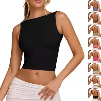 Женская рубашка с круглым вырезом, рабочая футболка без рукавов, летний повседневный свободный топ и майка. L