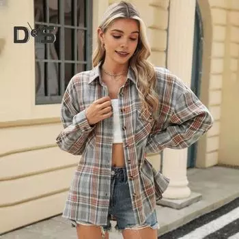 Женская рубашка с лацканами, длинным рукавом, карманами-клапанами, повседневная рубашка, однобортная, стиль для поездок на работу, свободная рубашка, пальто, повседневная одежда S чёрный