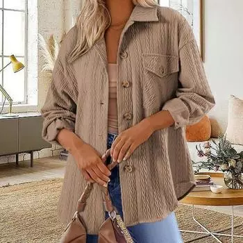 Женская рубашка с лацканами, длинным рукавом, карманом-клапаном, однобортная рубашка, однотонная XXL серый