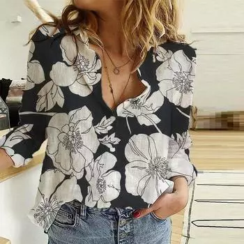 Женская рубашка с лацканами, длинным рукавом, на пуговицах, из хлопка и льна, женская однотонная свободная рубашка большого размера S