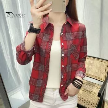 Женская рубашка с лацканами и длинным рукавом, однобортная рубашка, топы, накладные карманы, клетчатый принт, повседневный стиль, рубашка, пальто 4XL жёлтый