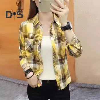 Женская рубашка с лацканами и длинным рукавом, однобортная рубашка, топы, накладные карманы, клетчатый принт, повседневный стиль, рубашка, пальто M красный