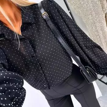 Женская рубашка с лацканами и длинным рукавом, однобортная рубашка, повседневная, для поездок на работу S белый