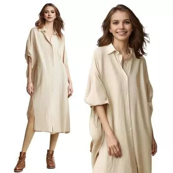 Женская рубашка с лацканами, однобортная рубашка с длинным рукавом, однотонная свободная рубашка средней длины, солнцезащитная повседневная рубашка, уличная одежда 2XL небесно-голубой