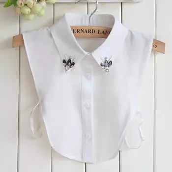 Женская рубашка с накладным воротником и стразами, универсальный шифоновый воротник с острыми краями, женский воротник с накладным воротником