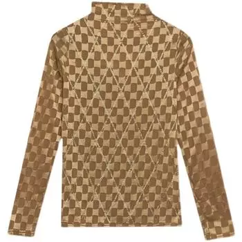 Женская рубашка с полуводолазкой, весна, новый стиль, сетчатая рубашка, футболка с длинными рукавами, топ S