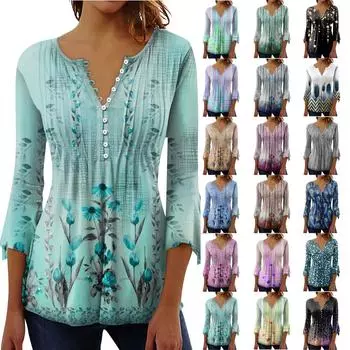 Женская рубашка с принтом на пуговицах, рубашка, леггинсы, топ XL чёрный